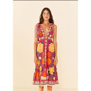 Farm Rio Pink Floral Midi Dress-Size Small- NWT